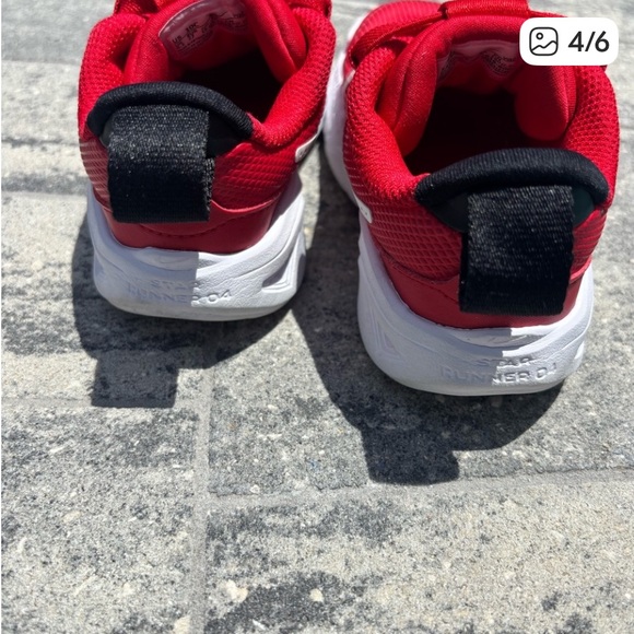 Nike Kids Red and White Sneakers - Picture 4 of 6